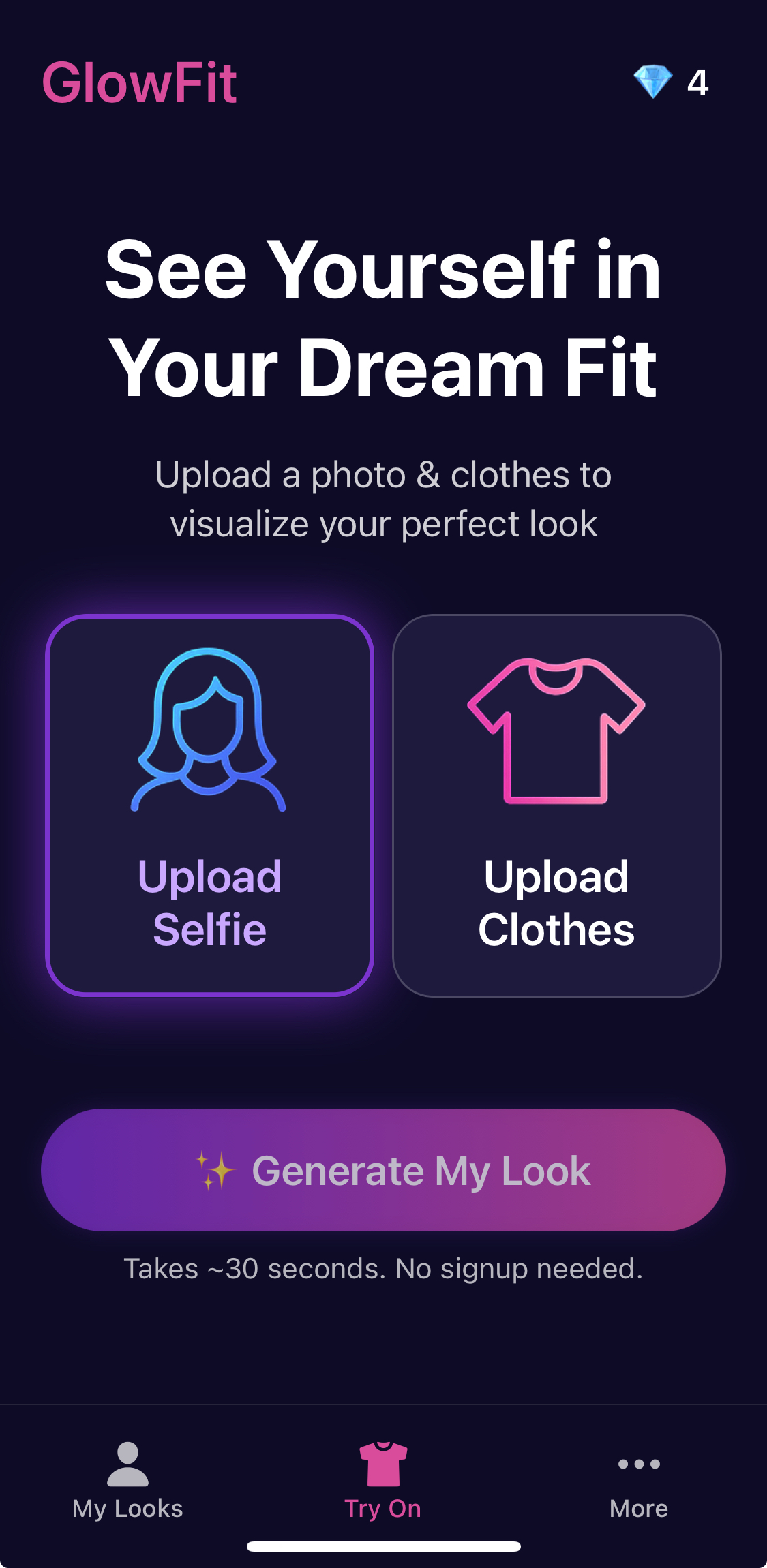 GlowFit app interface